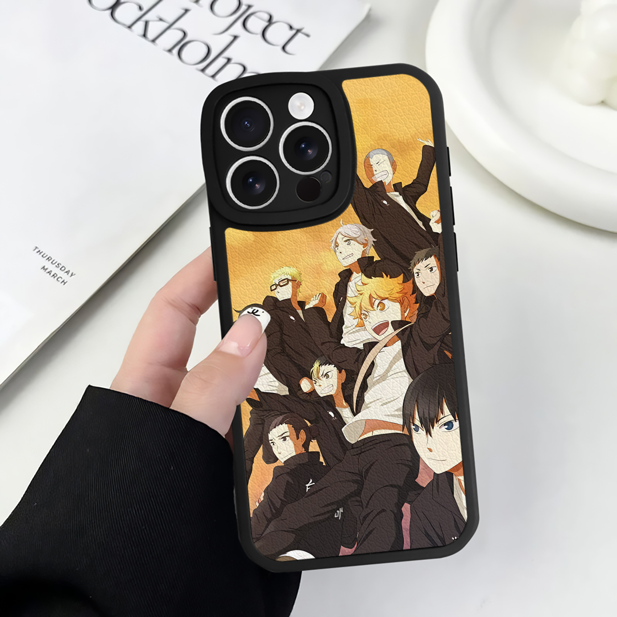 （画像用） ハイキュー!! Haikyu!! 【iPhone 16シリーズ対応】シリコンスマホケース（レザー調） 材質：シリコン